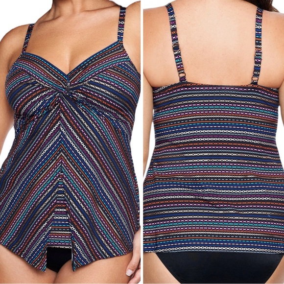 MiracleSuit Shimmer Links Love Knot Tankini Top Size 10 - Picture 16 of 16